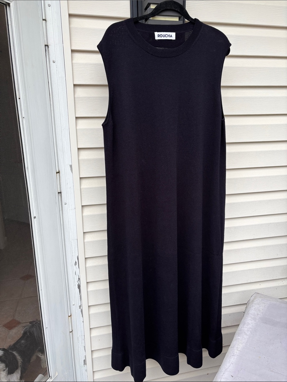 ROUCHA Ladies Navy Blue Sleeveless Maxi Wool DOSS Dress-XL